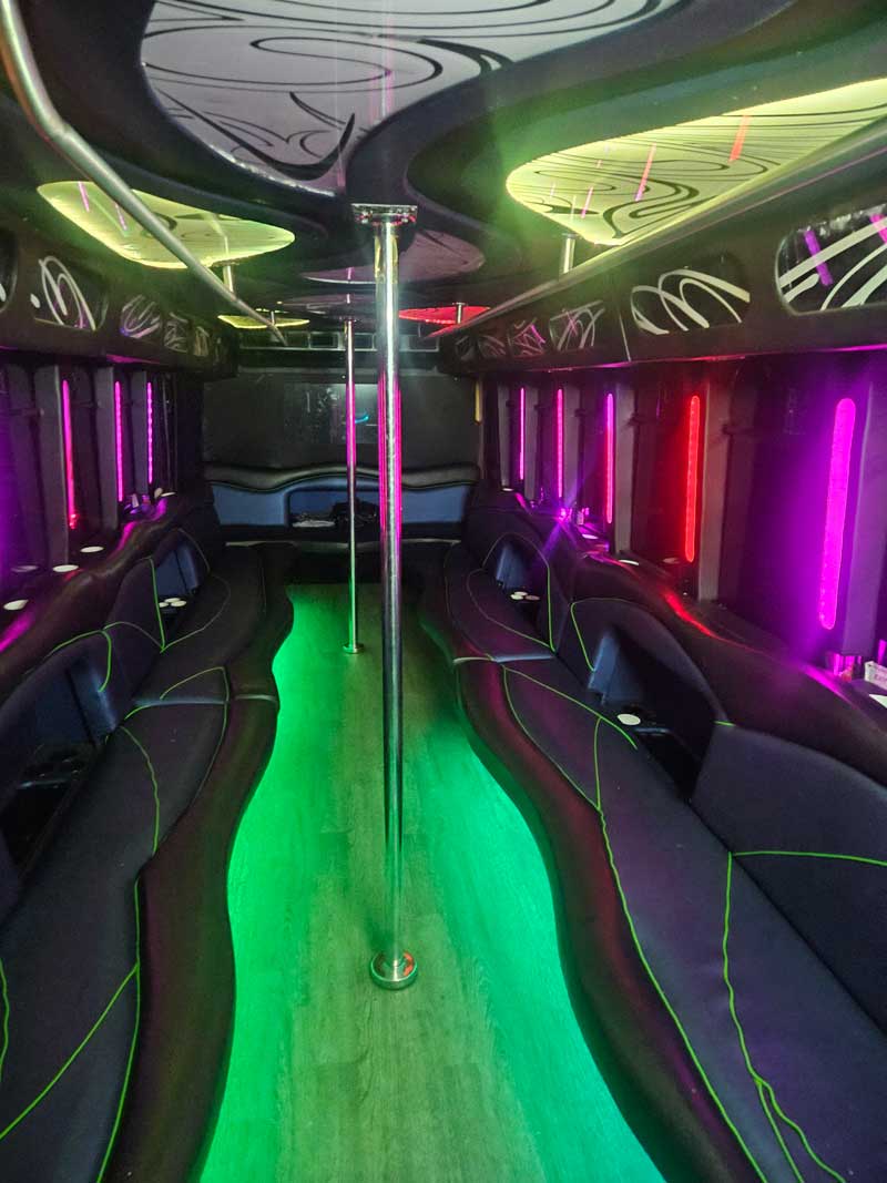 30 Passenger Party Bus interior